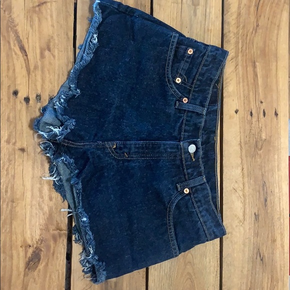 Vintage Levi cutoff shorts. Mid-waist, dark wash. - Picture 2 of 3